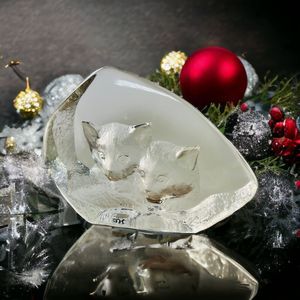 Mats Jonasson Glass Lead Crystal Curious Kitten Cat Lover Gift Sweden Signed